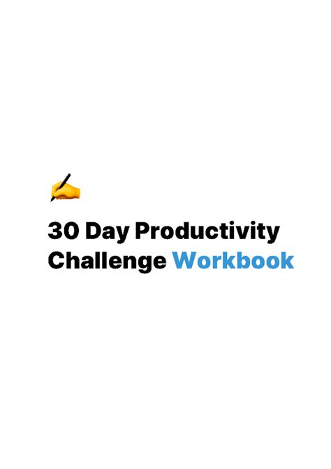 The 30 Day Productivity Challenge Checklist - 30 Day Productivity ...
