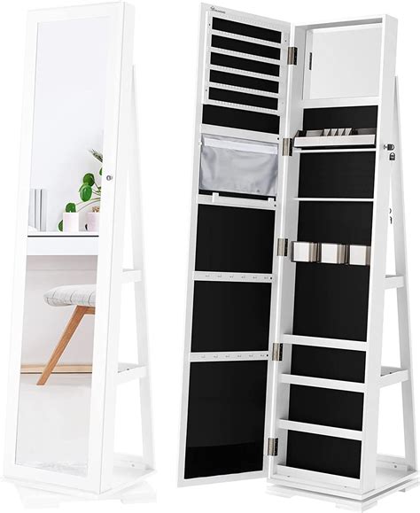 Buy YITAHOME 360° Swivel Jewelry Cabinet 3-in-1 Lockable Standing ...