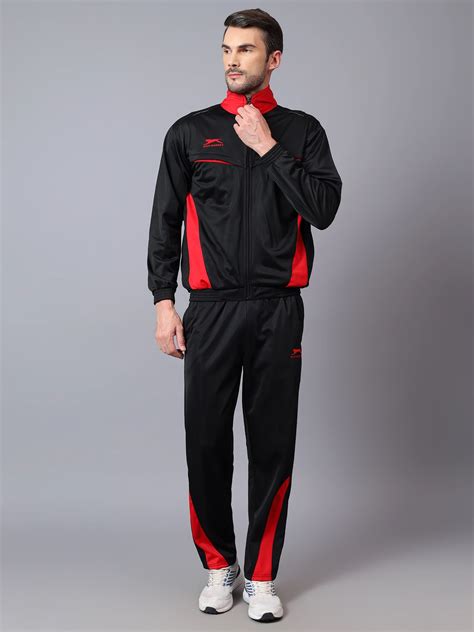Buy Shiv Naresh Black Red Smart Fit Tracksuit for men