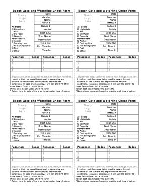Fillable Online hmya wildapricot Beach Gate and Waterline Check Form ...