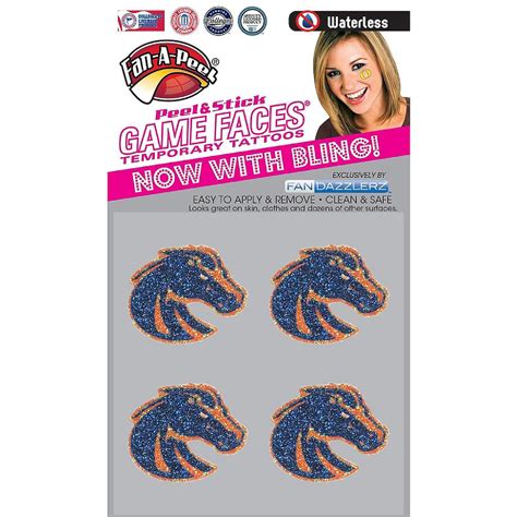 Fan-A-Peel - 1.25" - Blue - Boise State Peel & Stick Glitter Temporary ...