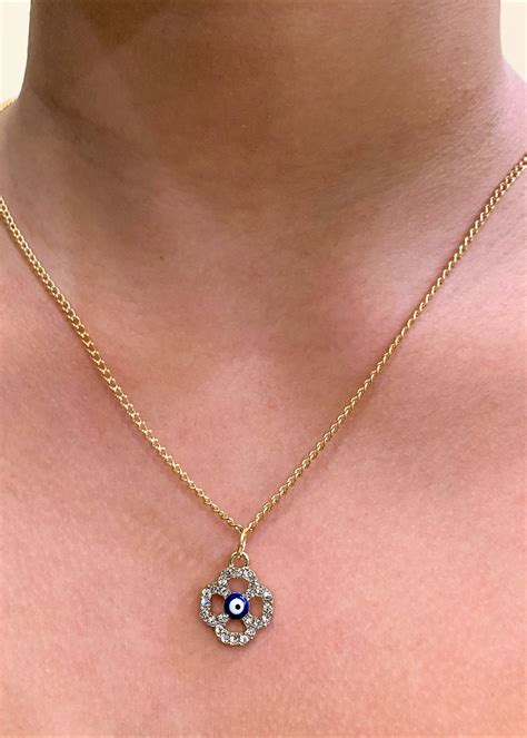 Get Gold Plated Flower Design Evil Eye Necklace at ₹ 599 | LBB Shop