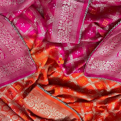 Pink Orange Festive Banarasi Silk Dupatta – anokherang
