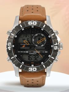 Fastrack NP38035SL04 Fastrack Digital Grey Dial Brown Leather Strap ...