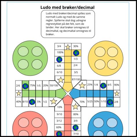 Ludo med gange, plus, minus, brøker, division og længdemål - Leg og Lektie