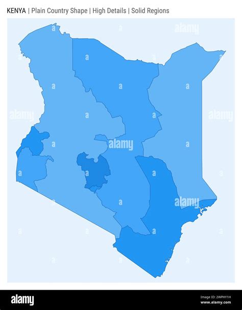 Kenya plain country map. High details. Solid regions style. Shape of Kenya. Vector illustration ...