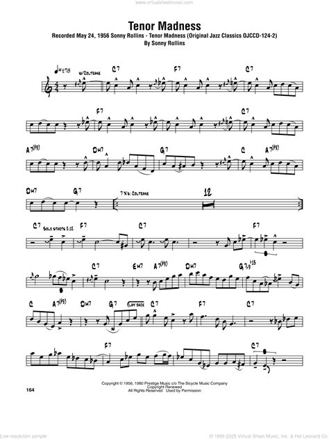 Rollins - Tenor Madness sheet music for tenor saxophone solo ...
