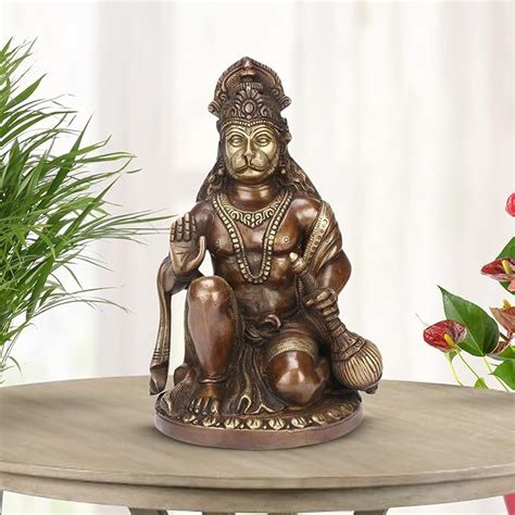 Brass Sankat Mochan Hanuman Statue For Home Decor Weight 3.3 Kg And He ...