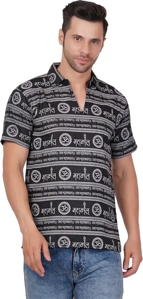 Axolotl Premium Lord Mahakaal Damru Om Printed Men Short Kurta - Price ...