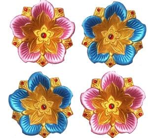 Kosh Flower Shape Pottery (Pack of 4) Table Diya Set Price in India ...