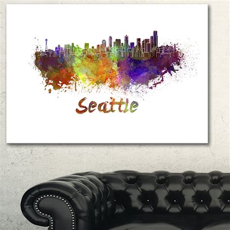 "Seattle Skyline" Cityscape Canvas Artwork Print, 40"x20 ...