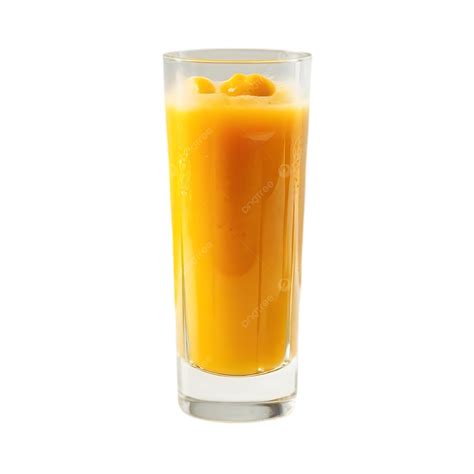 A Tall Glass Filled With Bright Orange Mango Juice Topped Fruit Pulp ...