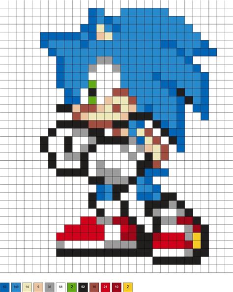 Sonic the Hedgehog Perler Beads | Pixel art, Pixel art grid, Pixel art ...
