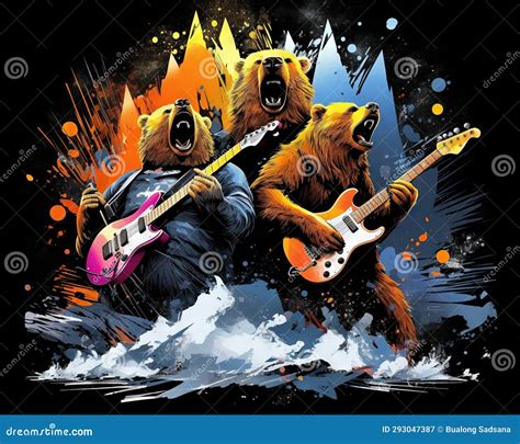 The Bears are Playing in a Band. Stock Illustration - Illustration of ...
