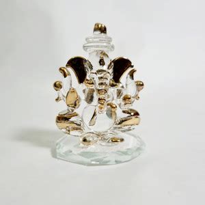 AkGlass Gold Plated Lord Ganesha Idol God Statue Glass Showpiece Double ...