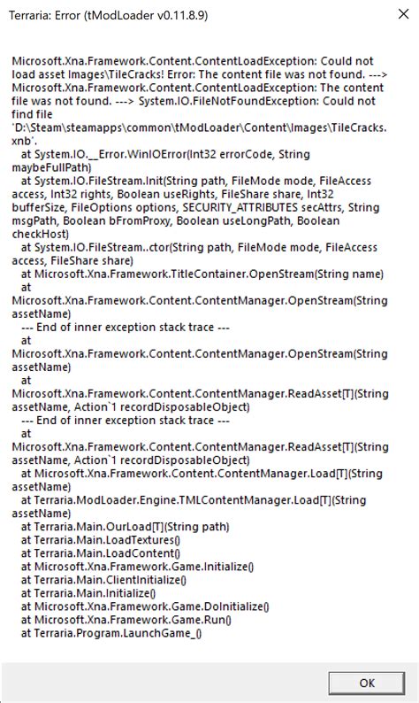 Image result for System.IO IOException Tmodloader