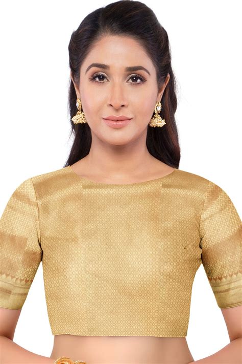 Orange Peach Color Banarasi Cotton Silk Saree with Golden Zari Border ...