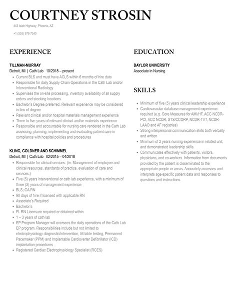 Image result for Cath Lab Tech Resume