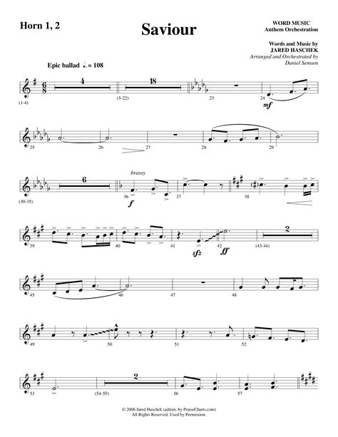 Saviour (Choral Anthem SATB) French Horn Sheet Music PDF (Word Music ...