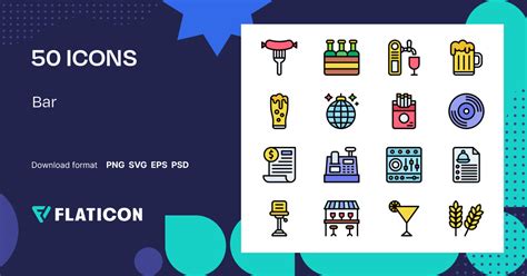 Bar Icon Pack | Color lineal-color | 50 .SVG Icons