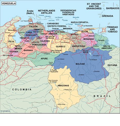 Venezuela National Map Map Of Venezuela Stock Vector. Illustration Of
