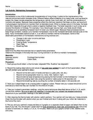 Fillable Online Homeostasis Lab - Rivermont Collegiate Fax Email Print ...