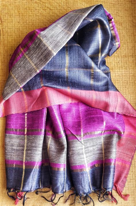 Grey and Pink Bhagalpur Tussar Dupion Saree – Desisass