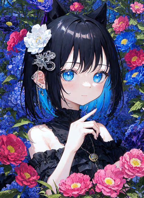 Download wallpaper 2048x2816 girl, jewelry, flowers, anime hd background