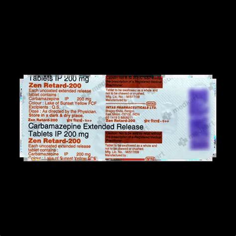 ZEN RETARD 200MG TABLET 10'S : View Price, Combination and Alternatives ...