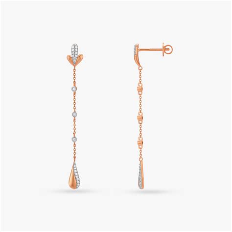 Graceful Sleek Diamond Drop Earrings