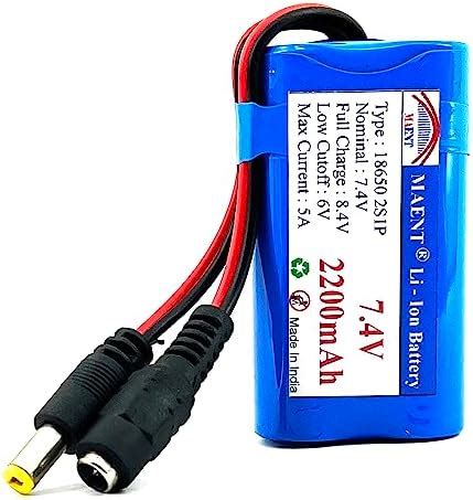 MAENT® 7.4V 18650 Lithium ion Rechargeable Battery 2S1P with JST PH2.54 ...