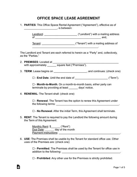 Free Office Sublease Agreement Template - PDF | Word – eForms