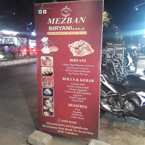 Menu at Mezban Biryani, Vadodara