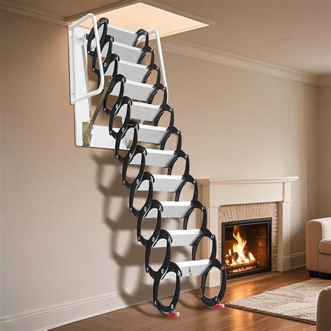 RQR Attic Ladder 12FT Pull Down, Attic Stairs, Wall Mounted Folding ...