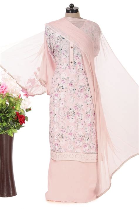 Light Peach Color Muslin Floral Printed Semi Stitched Suit - Leheriya.com
