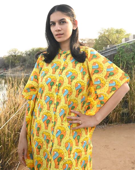 Paradise Hand Block Printed Cotton Midi Kaftan Shirt – Local Nation