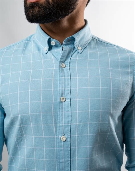 Light Blue Window Checks Shirt – Sanjay Textile Store