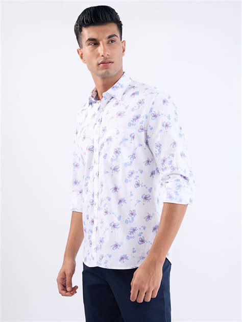 Parx Men White Printed Slim Fit Cotton Casual Shirt – MyRaymond