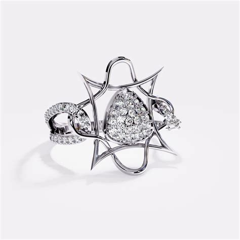 Prism layered Diamond Ring in 925 Silver