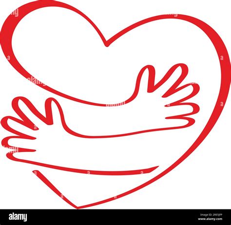 Hug or embrace hands makes up the heart. Vector love symbol on a ...