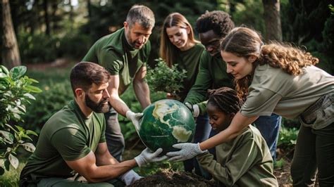 People caring and protecting mother earth for earth day | Premium AI ...