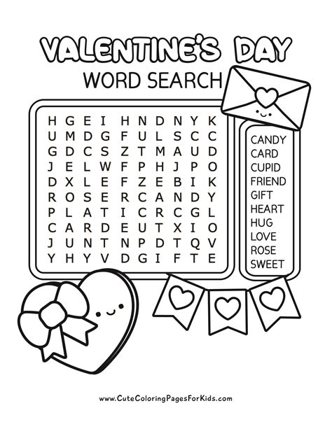Free Printable Valentine's Day Word Search for Kids - Cute Coloring ...