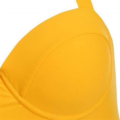 Yellow Corrugated Pleated Women's Swimsuit Tube Up... – Grandado