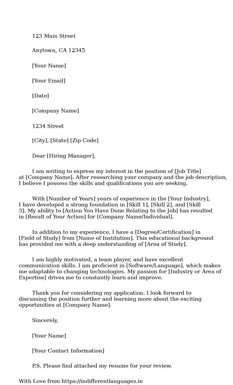 2 Examples of Basic Cover Letter Template