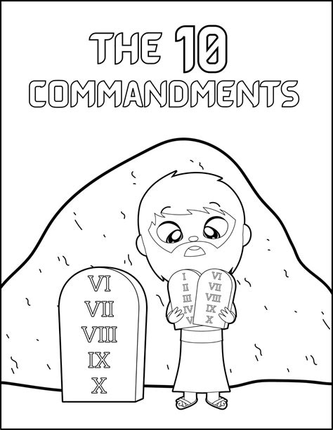 Ten Commandments Coloring Pages Kids Bible Commandment Color Printable ...