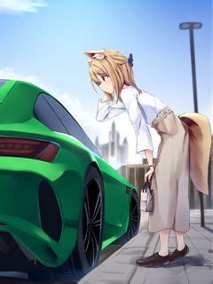 Download wallpaper 240x320 girl, neko, car, anime old mobile, cell ...