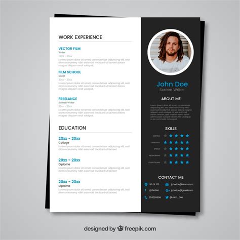 Modern black and white cv concept | Premium Vector
