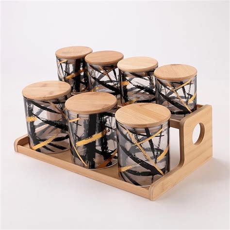 Mush Borosilicate Glass Containers with Bamboo Lid and Stand | Kitchen