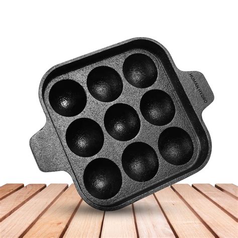 Buy Human Hydro Pre Seasoned Cast Iron Paniyaram Pan 20cm/ 8inch (9-Pit ...