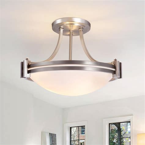 Bektas Semi Flush Mount Ceiling Light Fixture,12inch Brushed Nickel ...